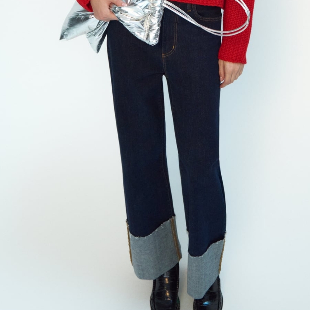 Current Season Zara Wide Leg Cuff Jeans